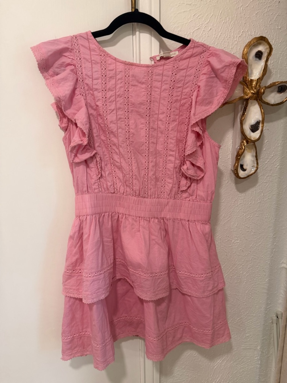 Chelsea & Violet Rose Pink Eyelet Ruffle Tiered Dress